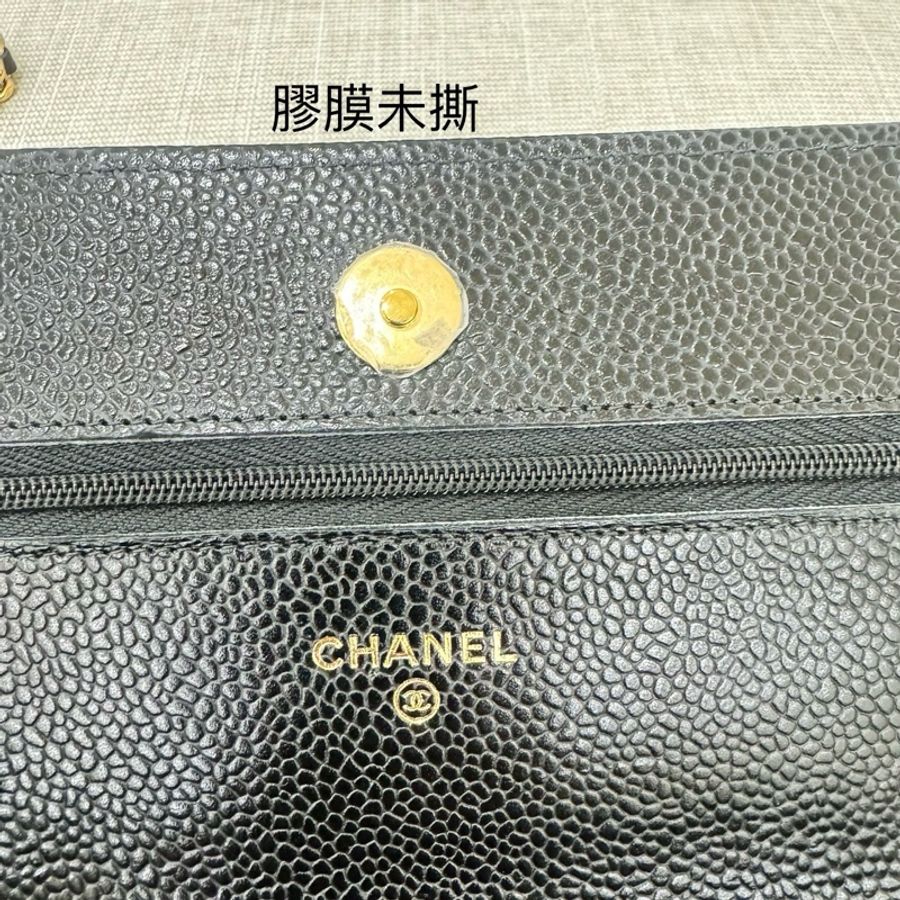 香奈兒 Chanel  荔枝紋牛皮 WOC 黑色 金釦-9