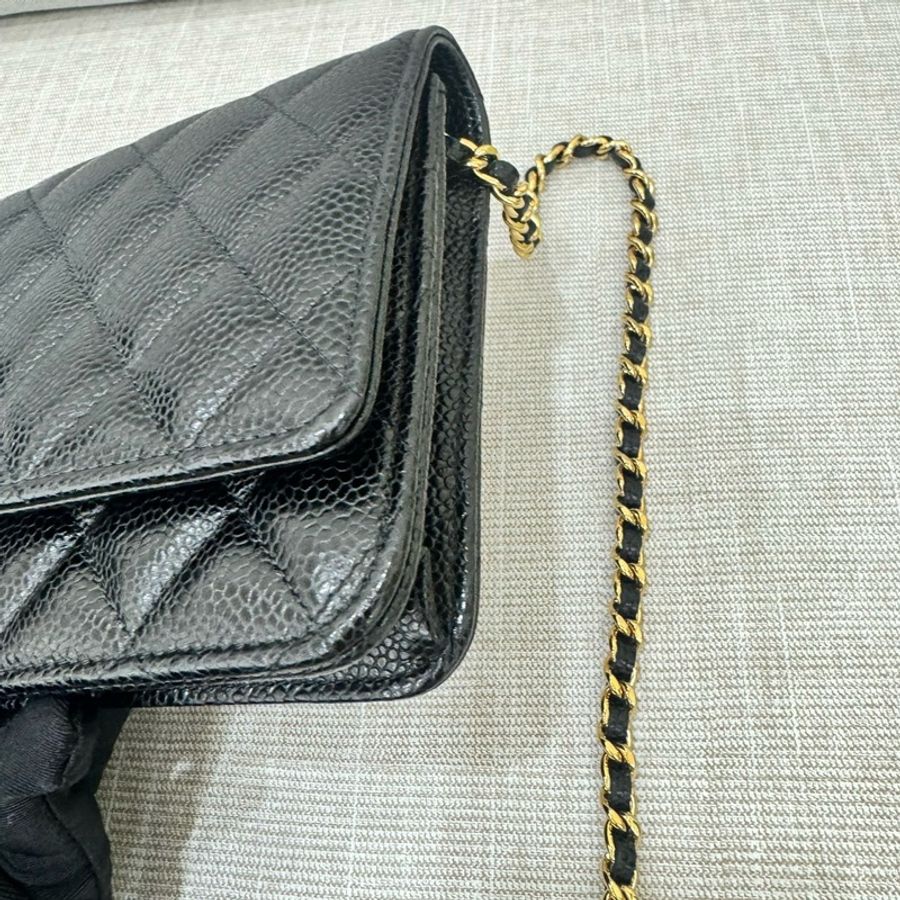 香奈兒 Chanel  荔枝紋牛皮 WOC 黑色 金釦-10