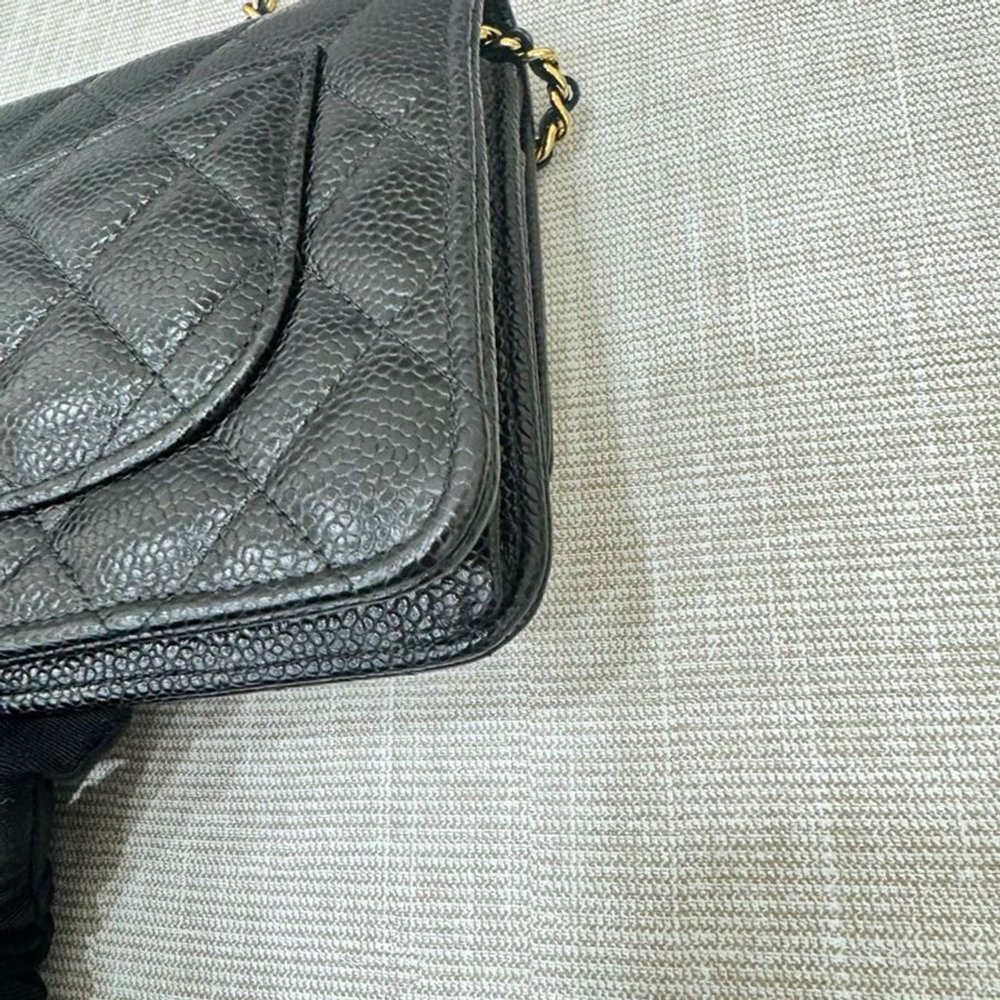 香奈兒 Chanel  荔枝紋牛皮 WOC 黑色 金釦-12