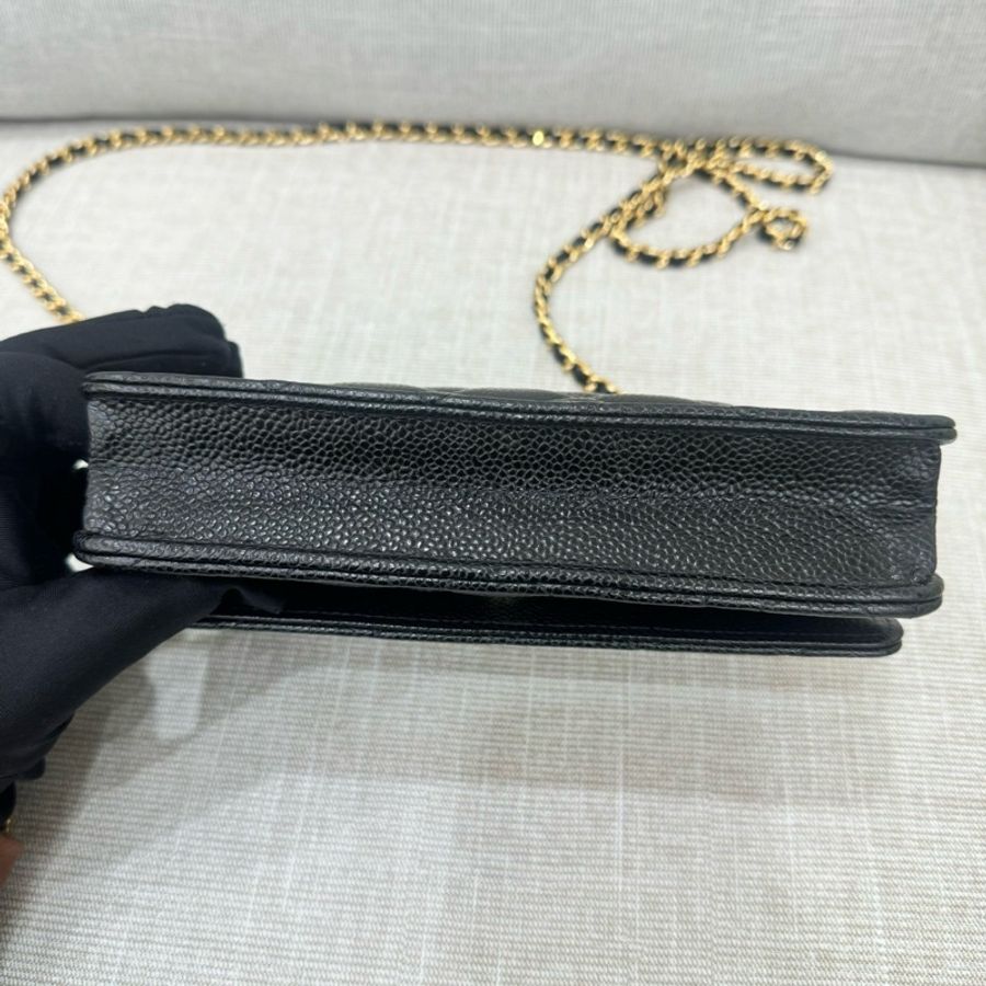 香奈兒 Chanel  荔枝紋牛皮 WOC 黑色 金釦-14
