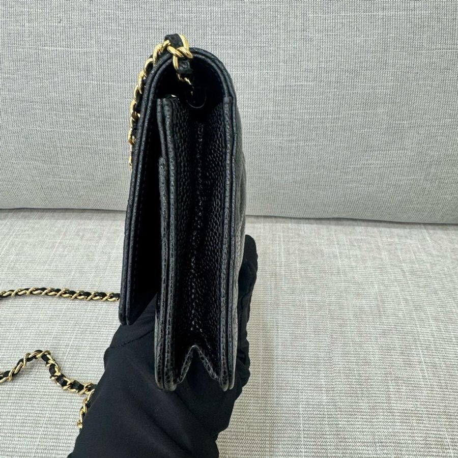 香奈兒 Chanel  荔枝紋牛皮 WOC 黑色 金釦-18