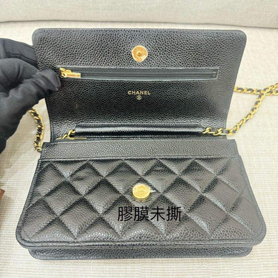 香奈兒 Chanel  荔枝紋牛皮 WOC 黑色 金釦-20