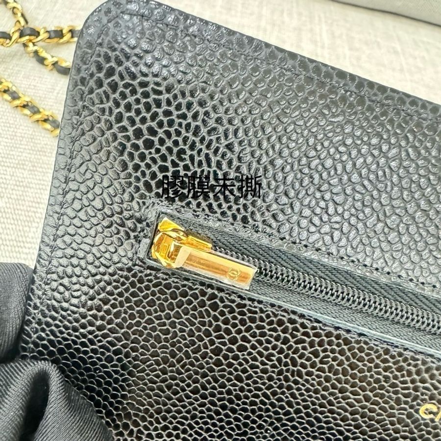 香奈兒 Chanel  荔枝紋牛皮 WOC 黑色 金釦-28