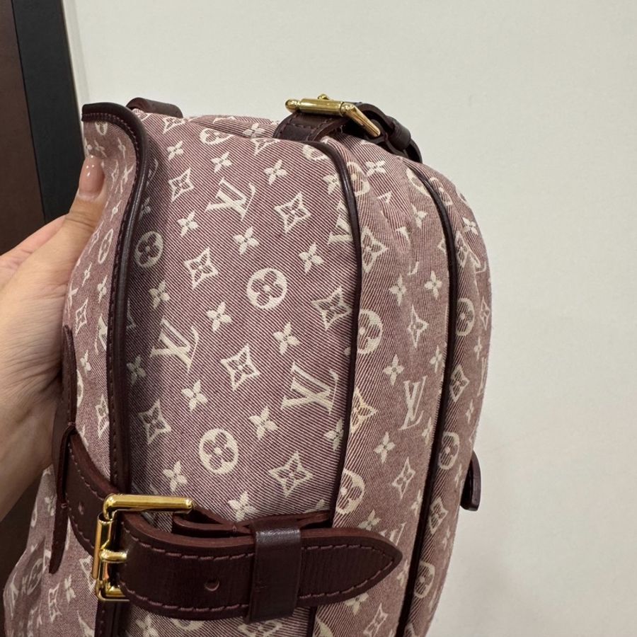 LV Saumur 樹莓粉 藕粉 m40669 雙子星 mini 老花 丹寧 牛仔 帆布 斜背包 郵差包 肩背包 側背包-25