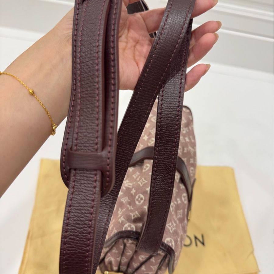 LV Saumur 樹莓粉 藕粉 m40669 雙子星 mini 老花 丹寧 牛仔 帆布 斜背包 郵差包 肩背包 側背包-27