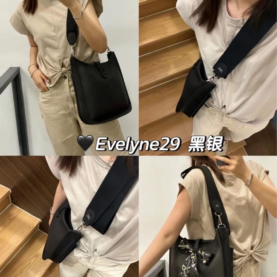 愛馬仕 Hermès  Evelyne 29 黑色銀釦  肩背/斜背-4