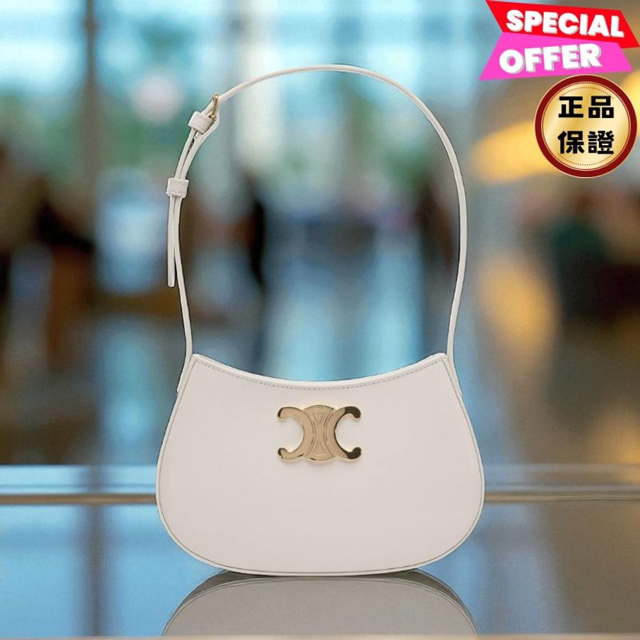 🎉新品好折扣✨Celine 115703 凱旋門中款 Tilly 包  米白色-0