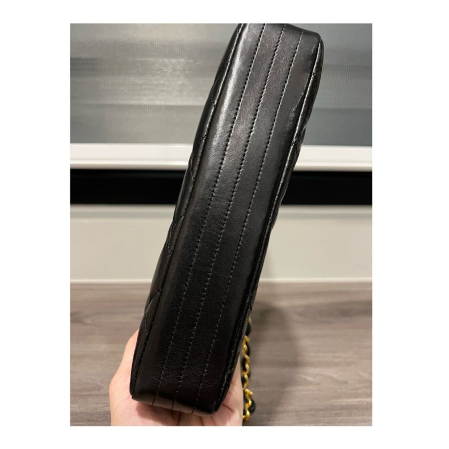 Chanel古董黑色大Logo信封包羊皮-7