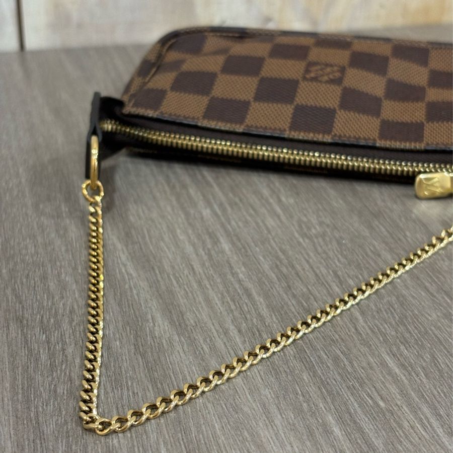 LV N58009 MINI 迷你咖啡棋盤格紋金鍊 發財包麻將包小鍊包手提包零錢包卡包收納包口紅包-13