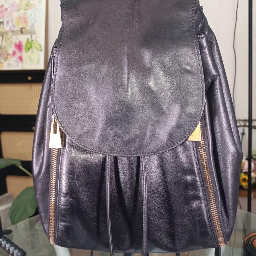 CELINE 黑色牛皮小背包-5