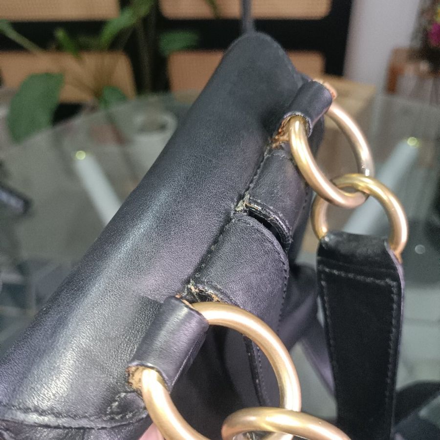 CELINE 黑色牛皮小背包-13