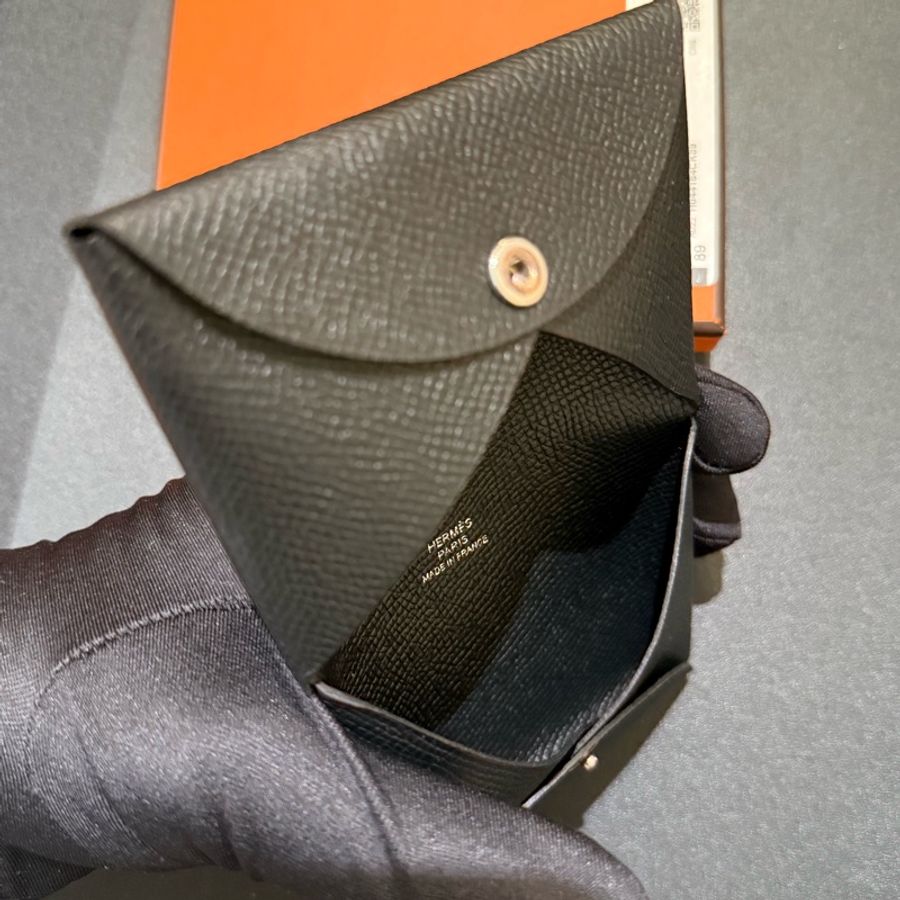 Hermes Calvi 黑色Epsom皮Card Holder-3