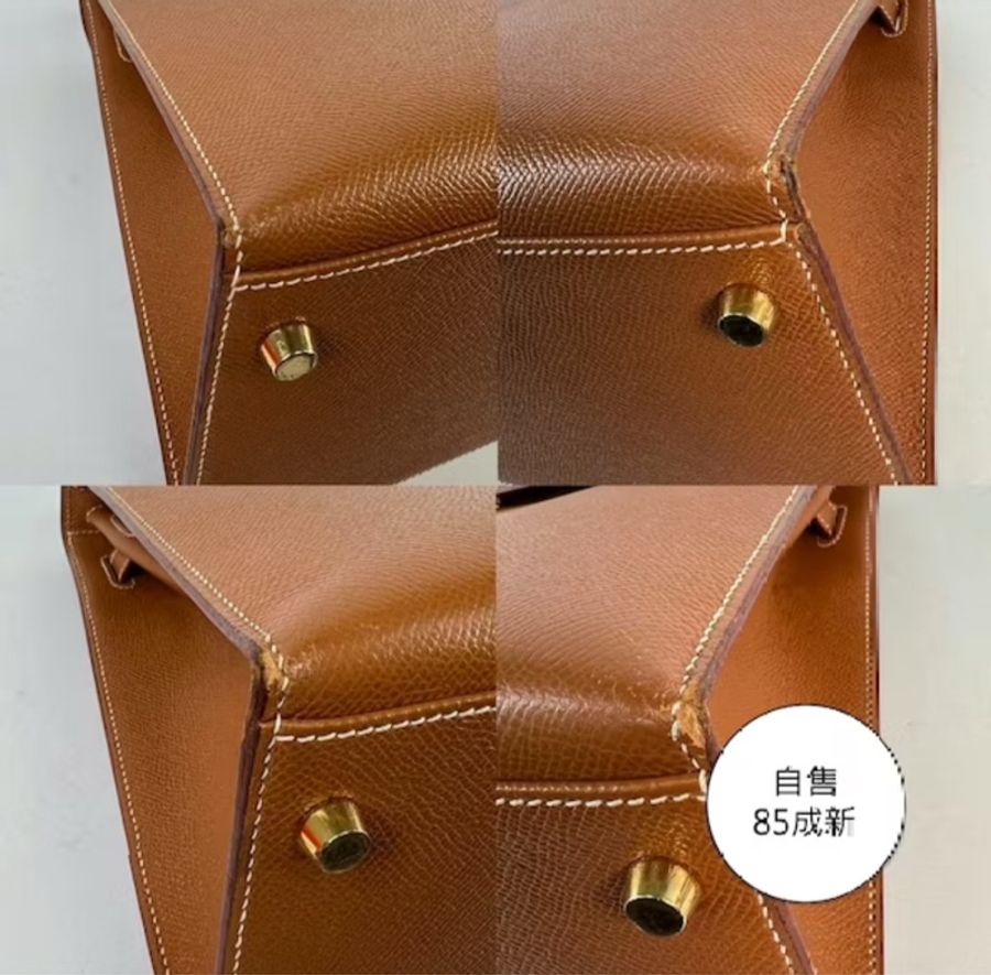 HERMES 口C刻 金棕 KELLY 35 手提包-8