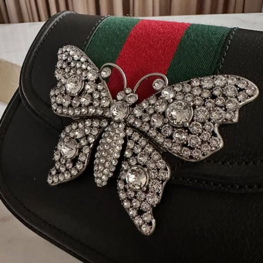 Gucci 立體 蝴蝶水鑽 肩背包-5