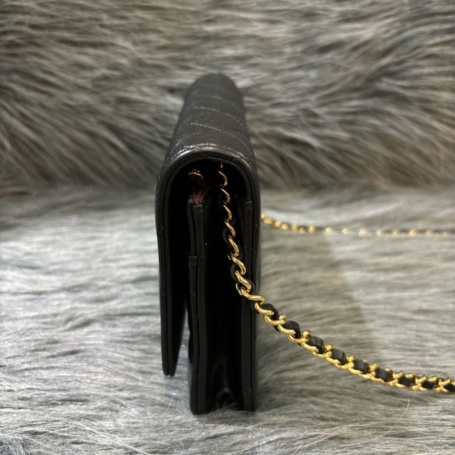 CHANEL AP0250 WOC 黑色羊皮 金鍊金釦 肩背包 斜背包 發財包 鏈子皮夾-3
