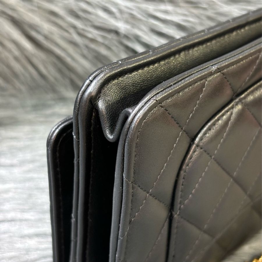 CHANEL AP0250 WOC 黑色羊皮 金鍊金釦 肩背包 斜背包 發財包 鏈子皮夾-6