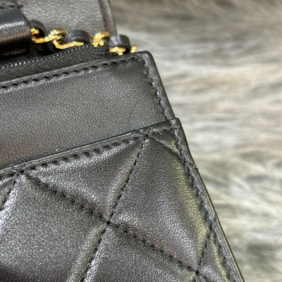 CHANEL AP0250 WOC 黑色羊皮 金鍊金釦 肩背包 斜背包 發財包 鏈子皮夾-13