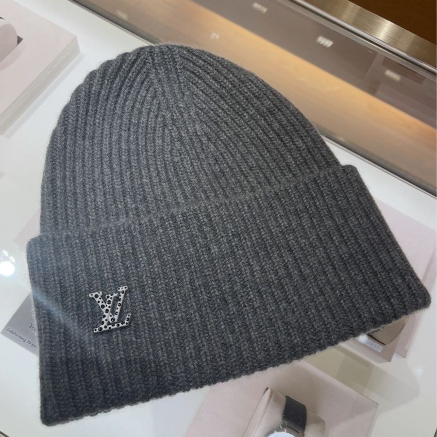 Louis Vuitton LV x 草間彌生 灰色山羊絨毛帽-0