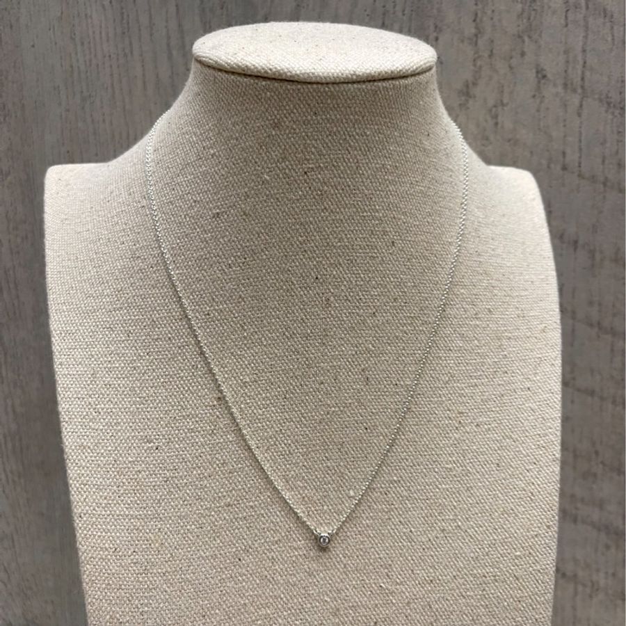 Tiffany 925純銀 配0.03 Carat鑽石頸鏈 necklace 禮物首選-1