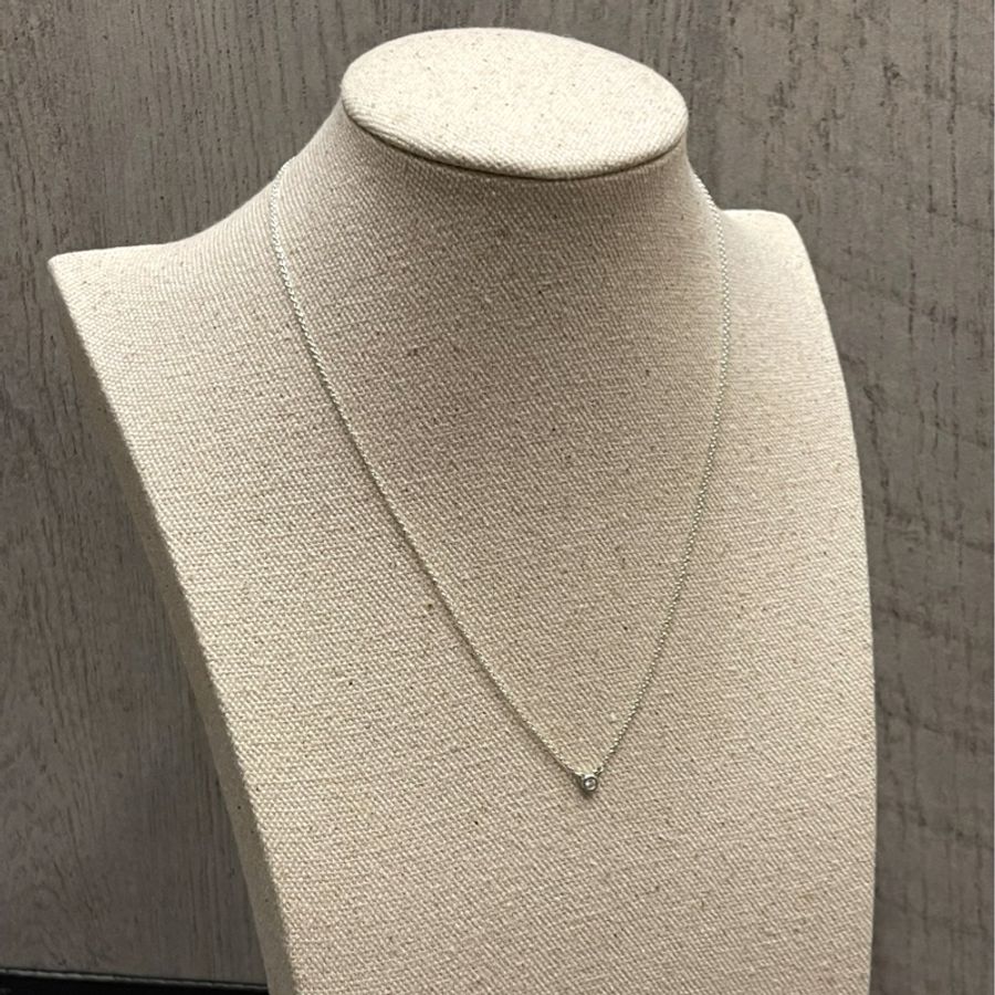 Tiffany 925純銀 配0.03 Carat鑽石頸鏈 necklace 禮物首選-3