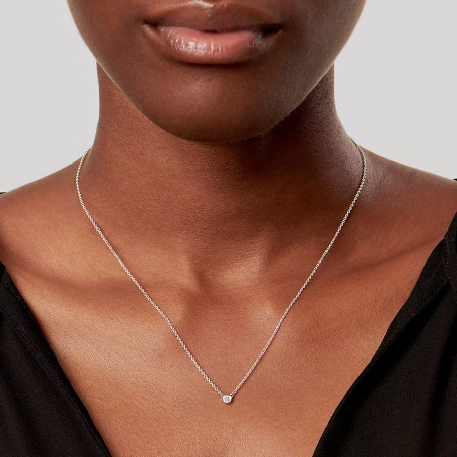 Tiffany 925純銀 配0.03 Carat鑽石頸鏈 necklace 禮物首選-4