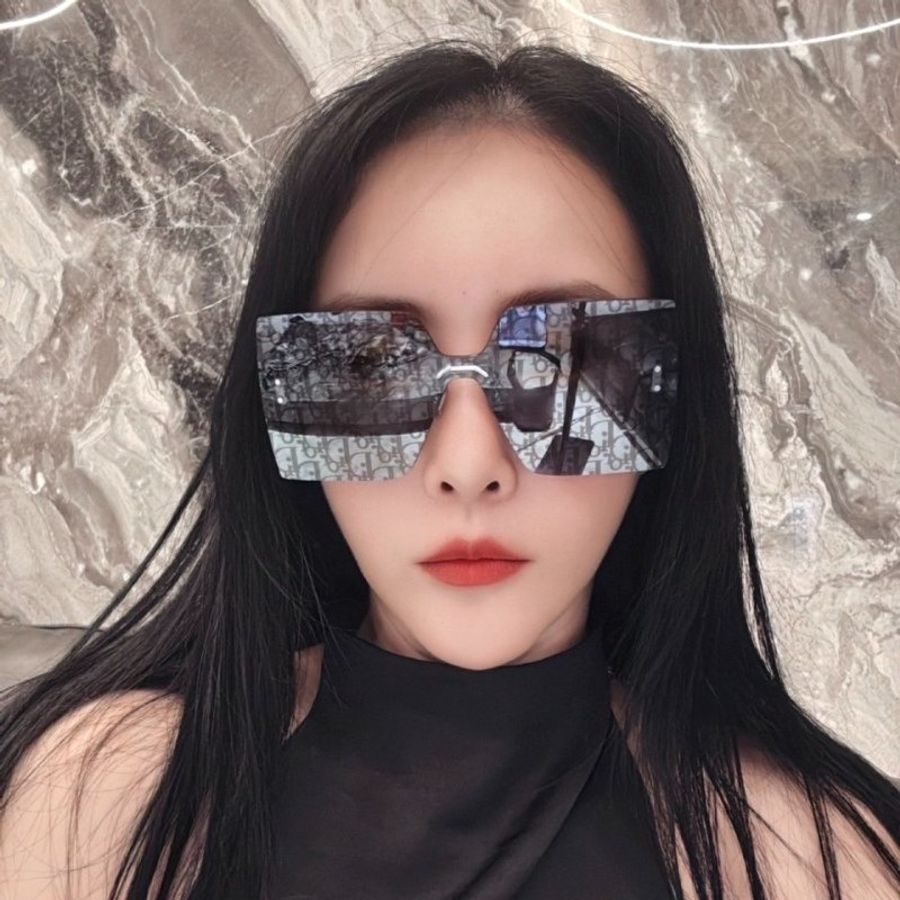 DIOR 無框滿版LOGO大墨鏡(藍色)-0