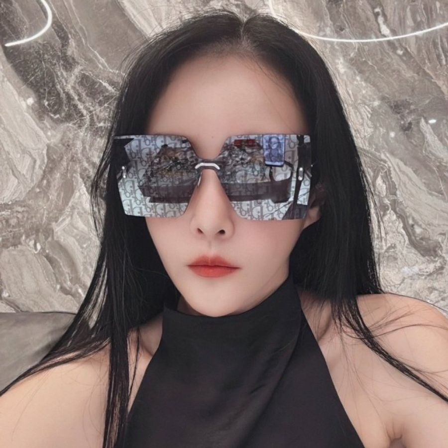 DIOR 無框滿版LOGO大墨鏡(藍色)-2