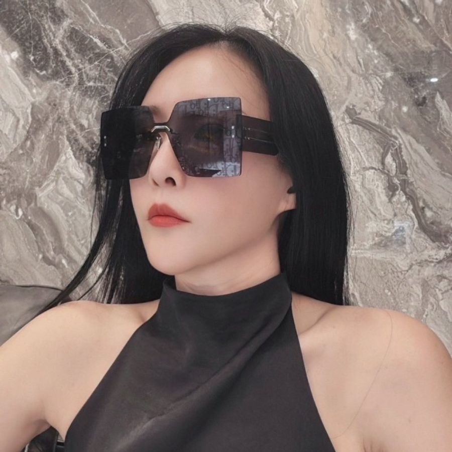 DIOR 無框滿版LOGO大墨鏡(藍色)-3