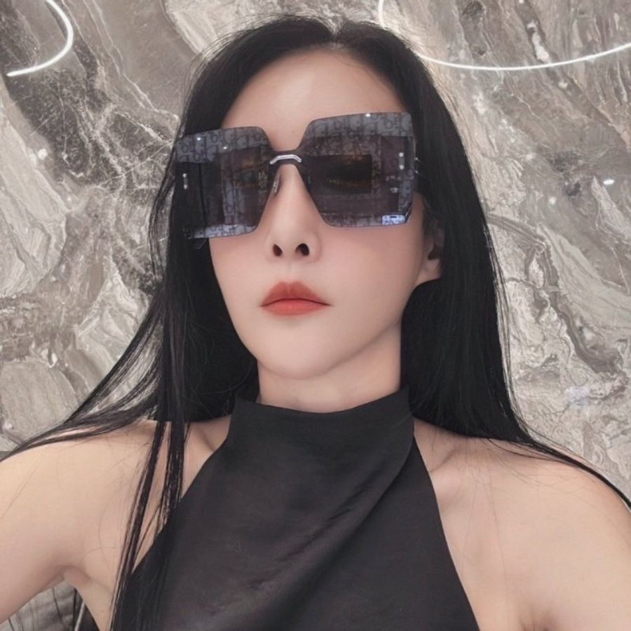 DIOR 無框滿版LOGO大墨鏡(藍色)-8