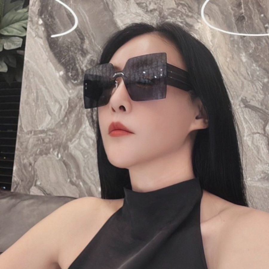 DIOR 無框滿版LOGO大墨鏡(藍色)-10