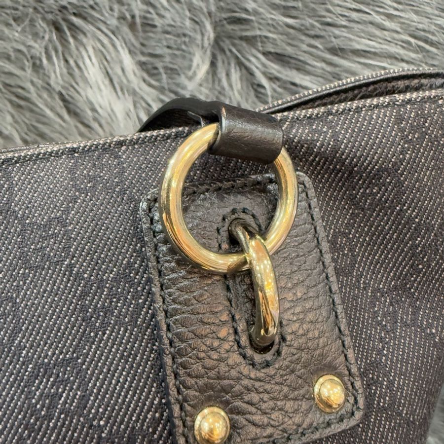 GUCCI 353706 BOOKTOTE 黑色緹花字紋老花 肩背包購物包托特包-11