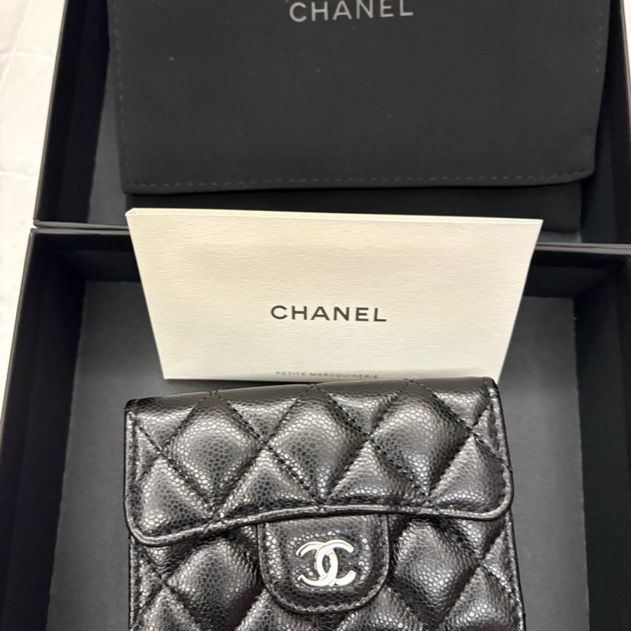 Chanel 三折皮夾 荔枝銀-5