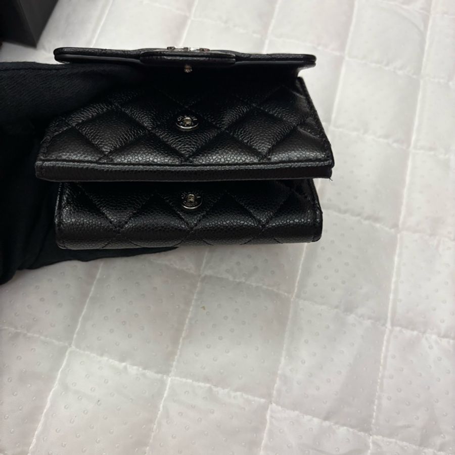 Chanel 三折皮夾 荔枝銀-10