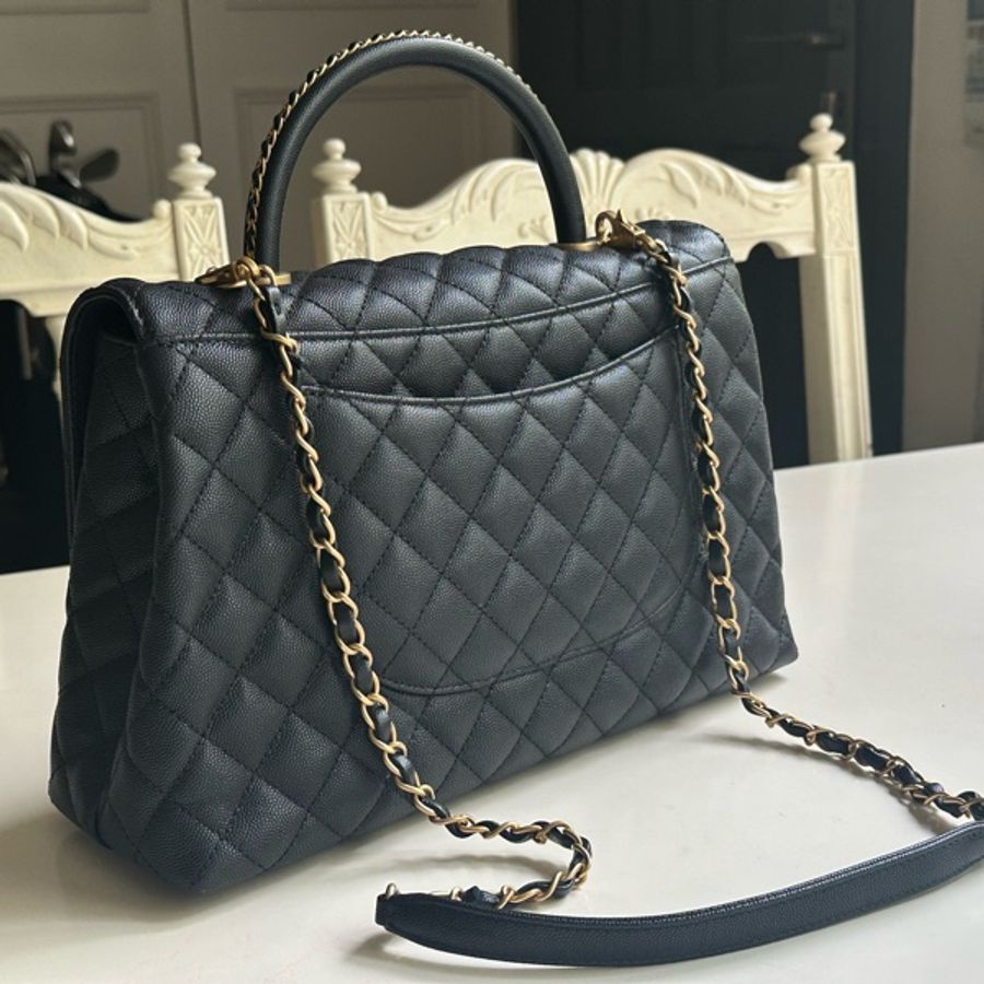 Chanel香奈兒 cocohandle maxi 黑色荔枝稀有尺寸 超大號 可當公事包-6
