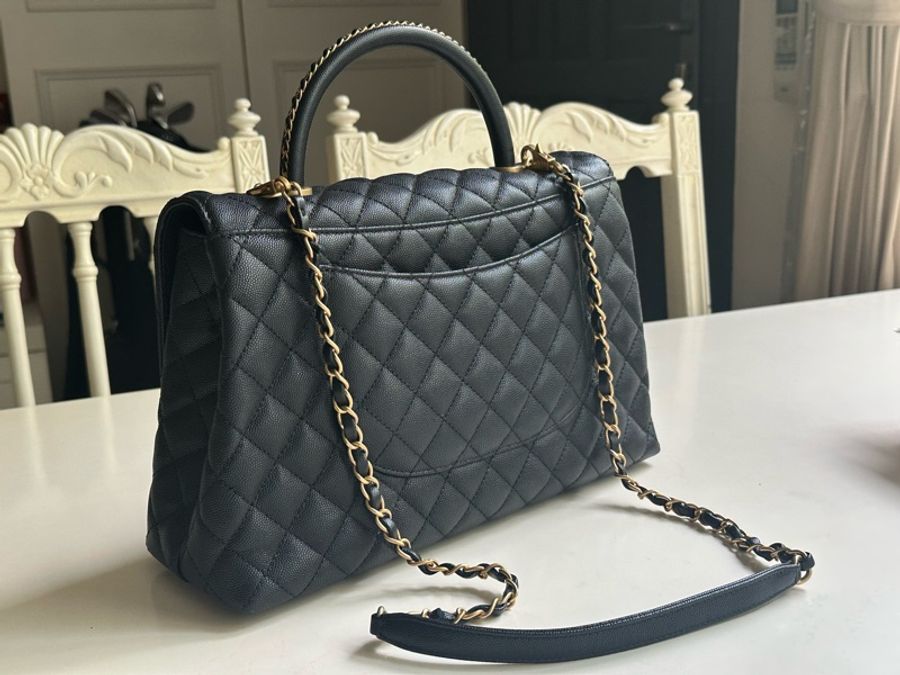 Chanel香奈兒 cocohandle maxi 黑色荔枝稀有尺寸 超大號 可當公事包-14
