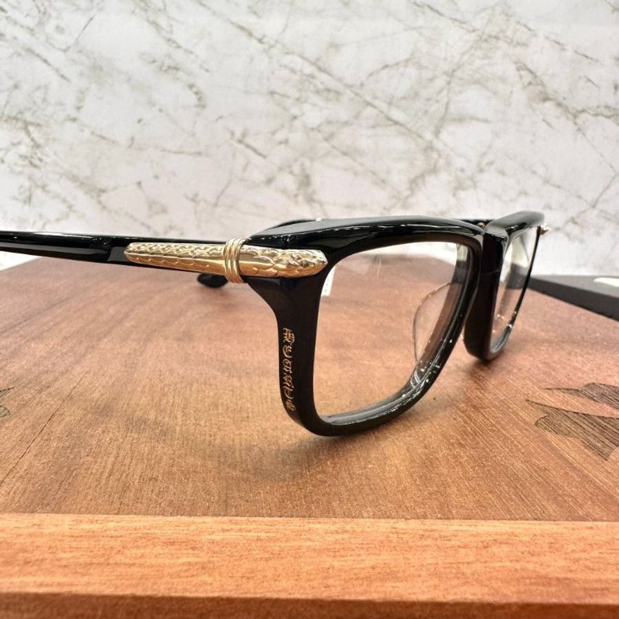 Chrome Hearts 克羅心 LITTLE DINGER 金邊歌德文字黑框眼鏡 全新商品-0