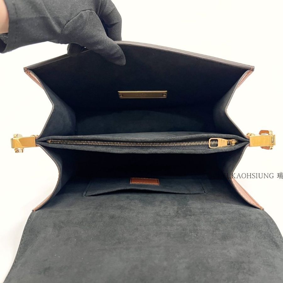 ❣LV 雙色原花Dauphine MM金釦下蓋肩斜背包-7