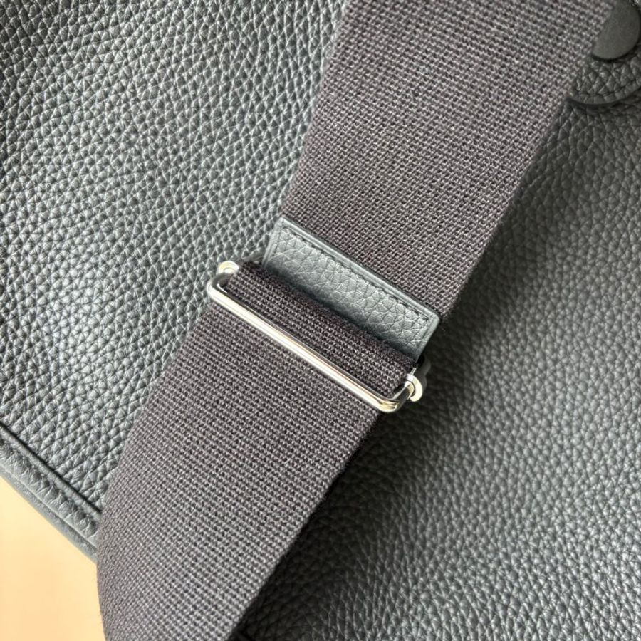::HERMES:: K刻 Evelyne 29 黑色小牛皮銀釦鏤空洞H LOGO肩背包-5