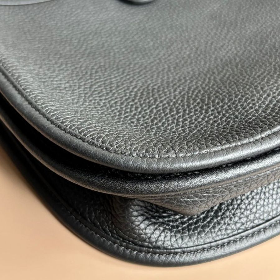 ::HERMES:: K刻 Evelyne 29 黑色小牛皮銀釦鏤空洞H LOGO肩背包-15