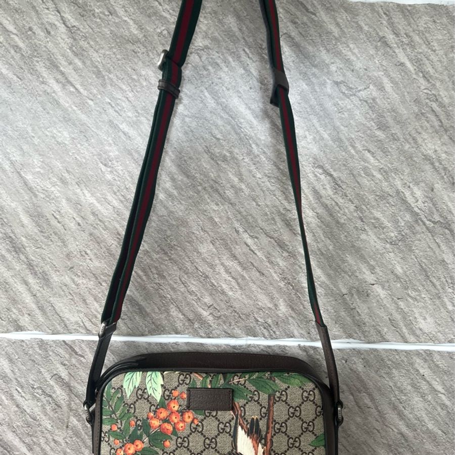 Gucci 花鳥圖案系列 中性男女可用方形相機包-6