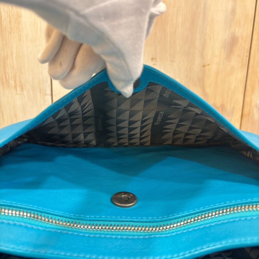 Proenza Schouler PS1 中款 土耳其藍色山羊皮 銀釦 手提包斜背包肩背包學院包郵差包-19