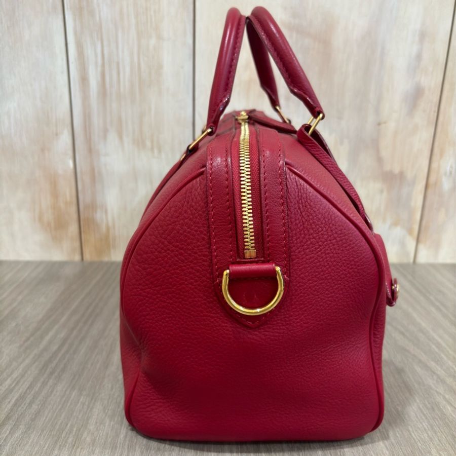 LV M93461 櫻桃 紅 聯名 全皮 手提包 肩背包 SPEEDY 30 波士頓包 斜背包-2