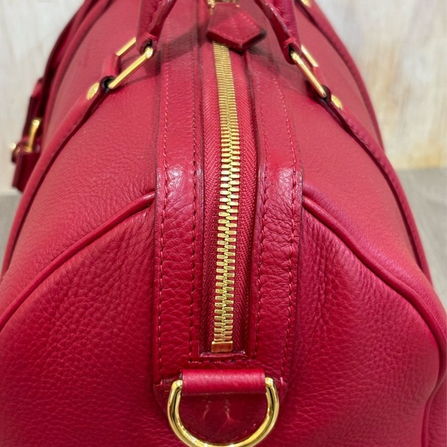 LV M93461 櫻桃 紅 聯名 全皮 手提包 肩背包 SPEEDY 30 波士頓包 斜背包-4