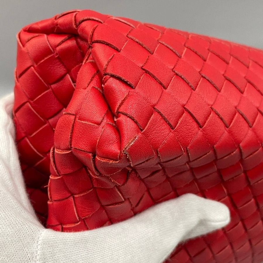 Bottega Veneta 紅色小羊皮編織斜背包-8