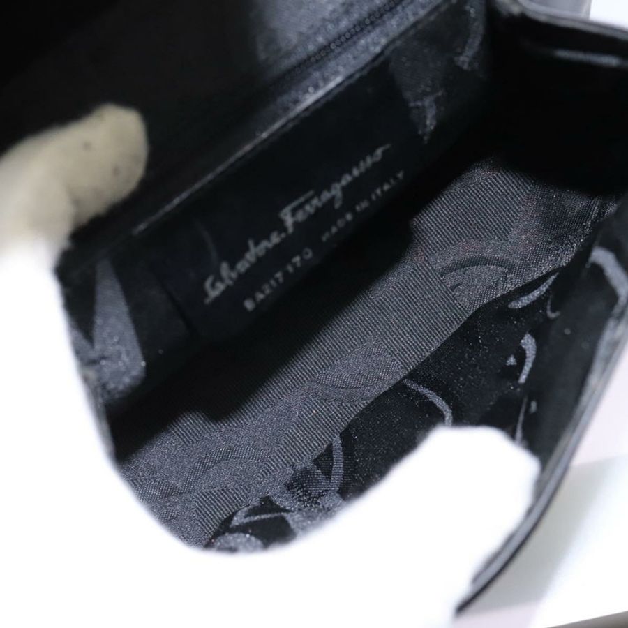 【日本直送】Salvatore Ferragamo 黑色真皮單肩包款 BA911-9