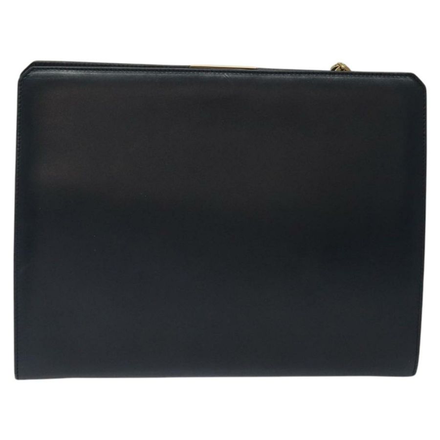 【日本直送】Salvatore Ferragamo Gancini 鏈條單肩包 皮革 海軍藍 金色 正品 BD1060-1