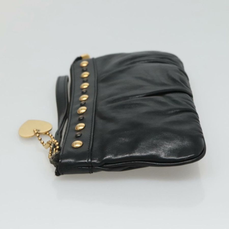 【日本直送】GUCCI 黑色金色皮革手拿包 208570 Auth mr1227-3