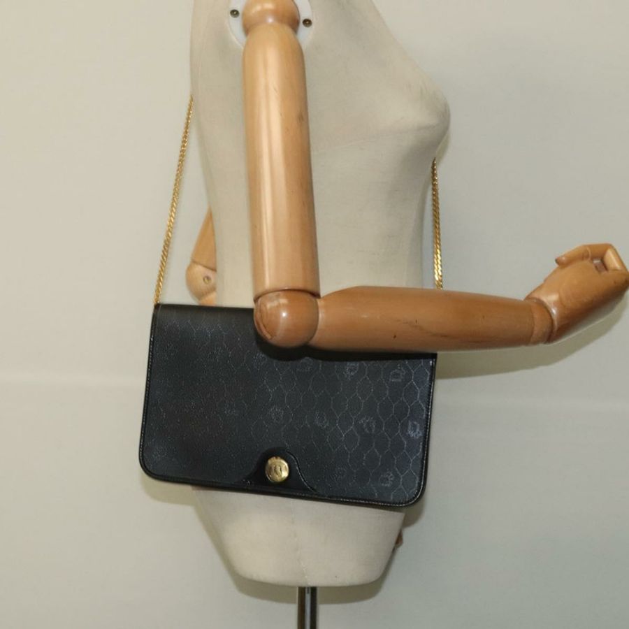 【日本直送】Christian Dior 蜂巢帆布鏈條單肩包 黑色 金色 正品 116807-21