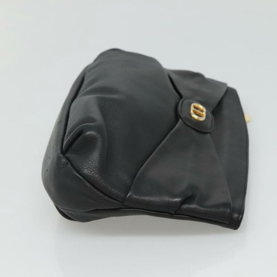 【日本直送】Christian Dior 黑色金色皮革手拿包 正品 mr1204-2