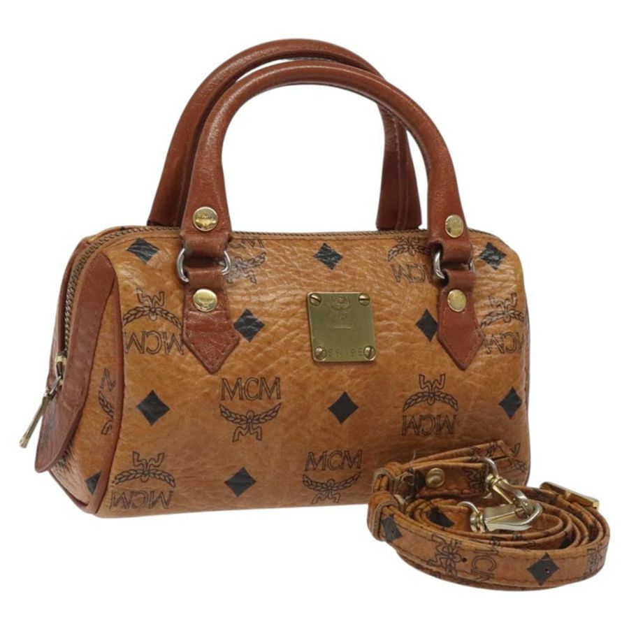 【日本直送】MCM Vicetos Logoogram 手提包 PVC 皮革 2way Brown Auth sw254-0